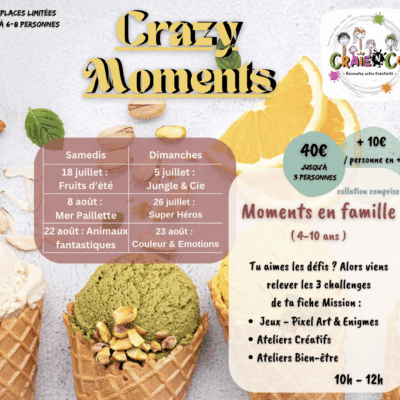 crazy moments été 2026 lille ateliers créatifs
