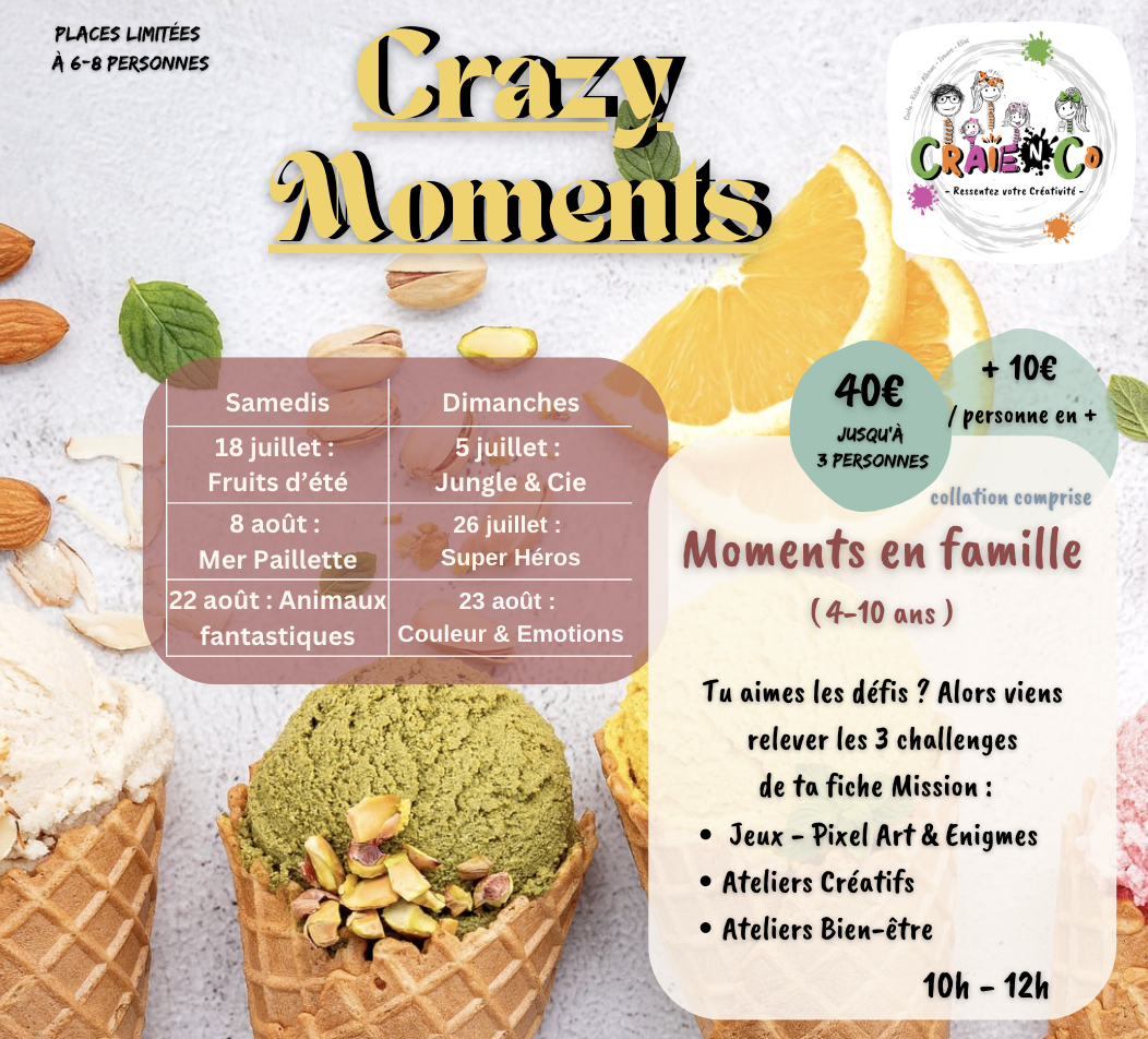 crazy moments été 2026 lille ateliers créatifs